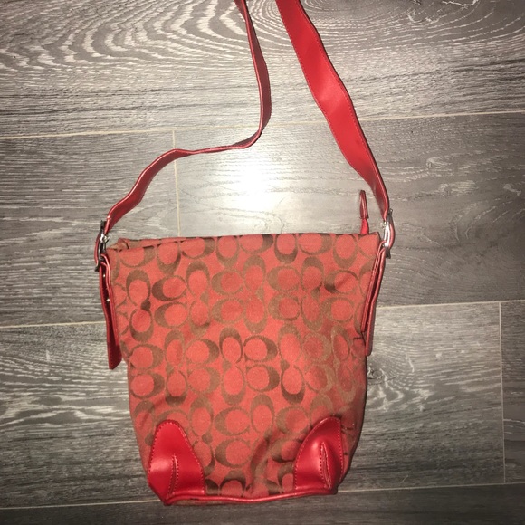 Coach Red Leather Strap Satchel Purse - Picture 2 of 5